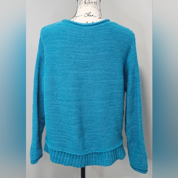 Habitat Women's Cotton Shaker Knit Crew Neck Blue Long Sleeve Sweater Size Small - Picture 3 of 13